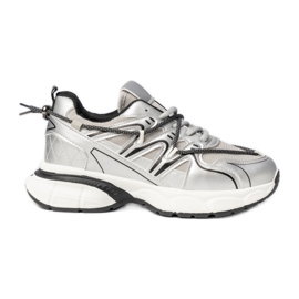 Kvinders sølv sneakers på platformen