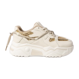 Kvinders sports-sneakers beige-guld