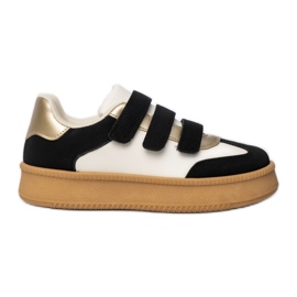 Kvinders sneakers med metalliske sort / hvide indsatser