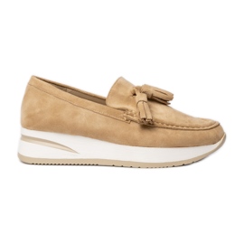 Kvinders loafers med beige stoffer