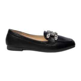 Kvinders loafers med en sølvdekoration sort