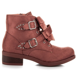 Ideal Shoes Støvler med sløjfer lyserød