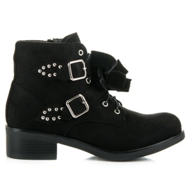 Ideal Shoes Støvler med sløjfer sort