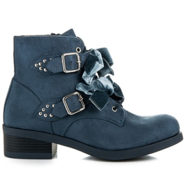 Ideal Shoes Støvler med sløjfer blå