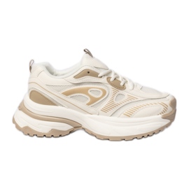 Kvinders hvide-beige sports-sneakers