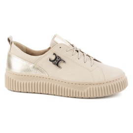 Olivier Kvinders lædersko sneakers beige