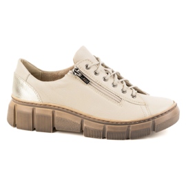 Kvinders læderblonder -op sko Olivier 1223 beige