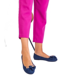 Navy Classic Ballerinas med en bue blå