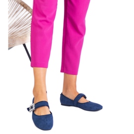 Navy Blue Ballerinas dekoreret med en spænde med Crystaliki blå