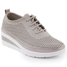 Leather Women's Sports Shoes på en openwork Wedge Gray T.Sokolski W24-150 grå