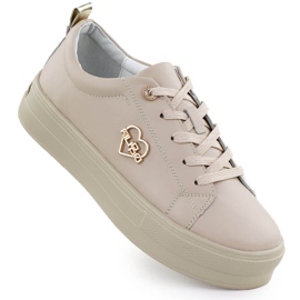 Kvinders lædersko på platformen Beige Filippo 3533