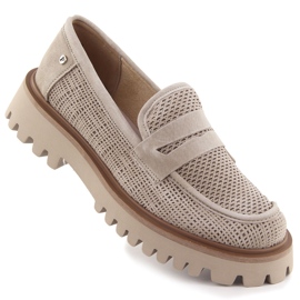 Læder Lords Women's Loafers på Filippo 6796 Beige Platform