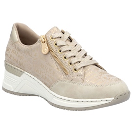 Kvinders sko sneakers på kiler komfortable beige rieker n4316