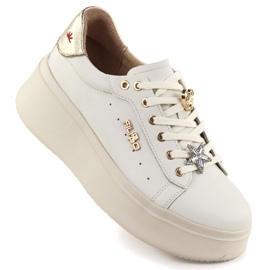 Kvinders lædersko på platformen Beige Filippo 6790