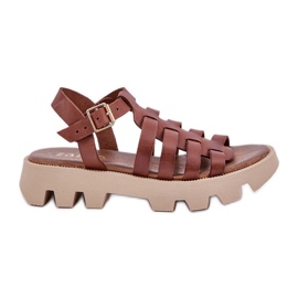 Kvinders lædersandaler Zazoo 3695 Brown brun