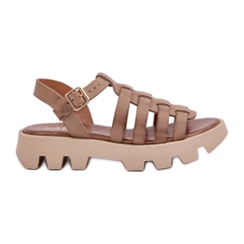 Kvinders lædersandaler Zazoo 3695 beige