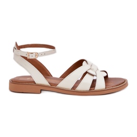 Lewski Shoes Zazoo 3688 Ecru, flad fodboldsandaler hvid