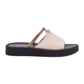 Zazoo 2896 Kvinders læder hjemmesko beige