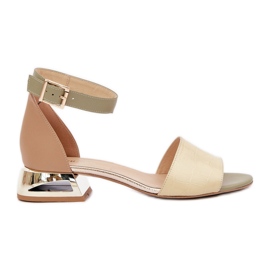 Lædersandaler på guldhæl Laura Messi 2143 Beige
