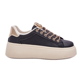 Sneakers på en platform med dekorative snørebånd sort
