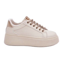 Sneakers på en platform med dekorative strenge beige