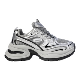 Kvinders grå-sølv sports-sneakers