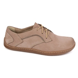 Olivier Barefoot kvinders minimalistiske lædersko 1082 cappuccino nubuk beige