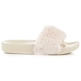 Via Giulia  Creme hjemmesko med pels brun