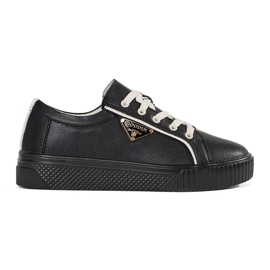 Goodin Sorte læder sneakers på en tyk sål