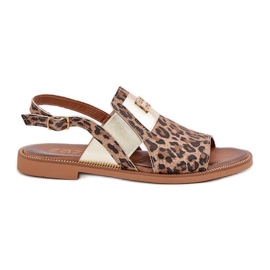 Zazoo 40385 Kvinders lædersandaler med leopardprint brun