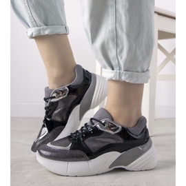 D/GMR Sorte sneakers med en høj sål Rude sølv