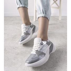 D/GMR Sølv sneakers på en høj sål Rød
