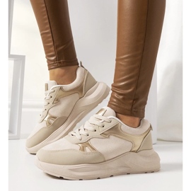 D/GMR Beige sneakers med gyldne Davis-accenter