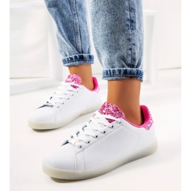 D/GMR Hvide og lyserøde sneakers med Alfaro led lys
