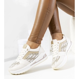 D/GMR Beige sportssko sneakers på en tyk sål -blonder -op aloisia