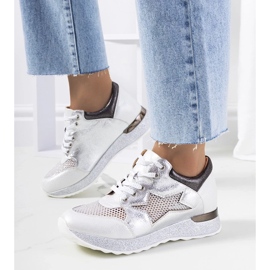 D/GMR Hvide metalliske sportssko blonder -op sneakers openwork torres