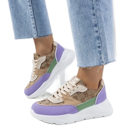 D/GMR Elyne kvinders beige og lilla sneakers violet