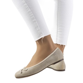 D/GMR Beige dameballerinaer fra Villers
