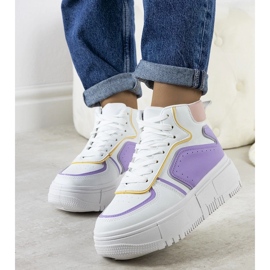 D/GMR Hvide og lilla Zetta ankelsneakers