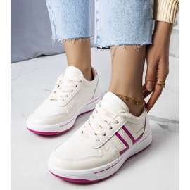 D/GMR Creme sneakers med lyserøde indlæg fra Olympia beige