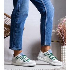 D/GMR Grå sneakers Kvinders sneakers med grønne strenge Arcobaleno