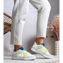 D/GMR Grå sneakers Kvinders sneakers med neon snørebånd Arcobaleno