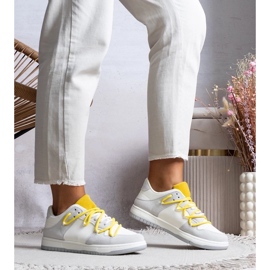 D/GMR Grå sneakers Kvinders sneakers med gule strenge Arcobaleno