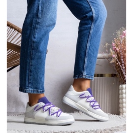 D/GMR Grå sneakers kvinders sneakers lilla snørebånd Arcobaleno