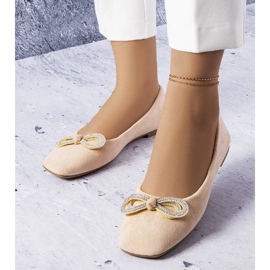 D/GMR Beige ballerinaer med Gaillou sløjfe
