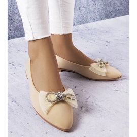 D/GMR Beige ballerinaer med sløjfe og rhinsten fra LaGarde