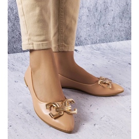 D/GMR Mørke beige ballerinaer med Vallée-udsmykning
