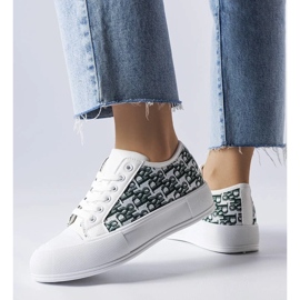D/GMR Kvinders hvide snørede sneakers med et moderigtigt marquismønster