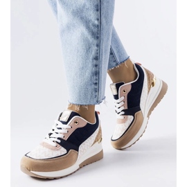 D/GMR Beige og marineblå sneakers fra Mireault