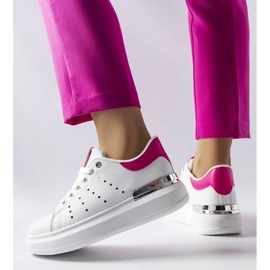 D/GMR Hvide sneakers med farvet Chalut-perforering lyserød